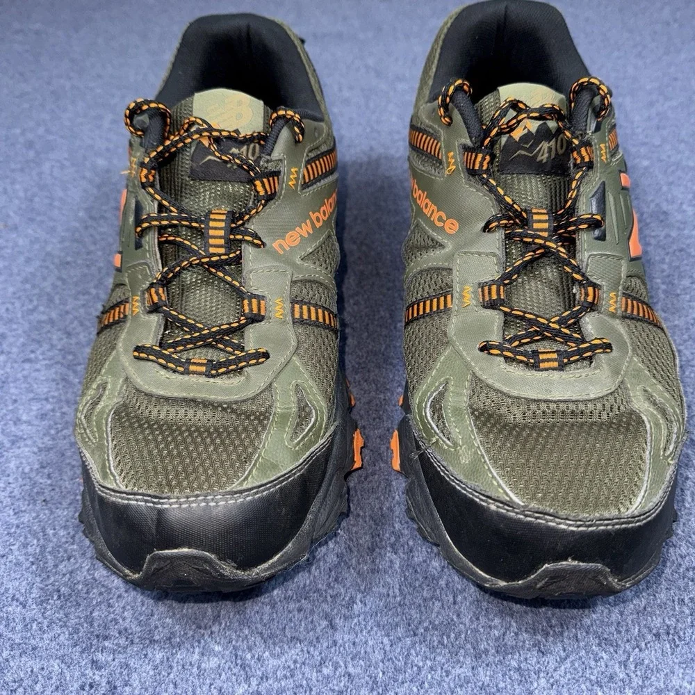 New Balance 410 V4 Mens Green Orange Trail Running Shoes Size 10 Breathable Mesh